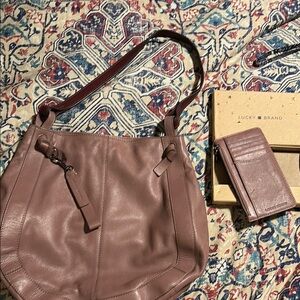 Dusty rose Lucky Brand leather purse and wallet